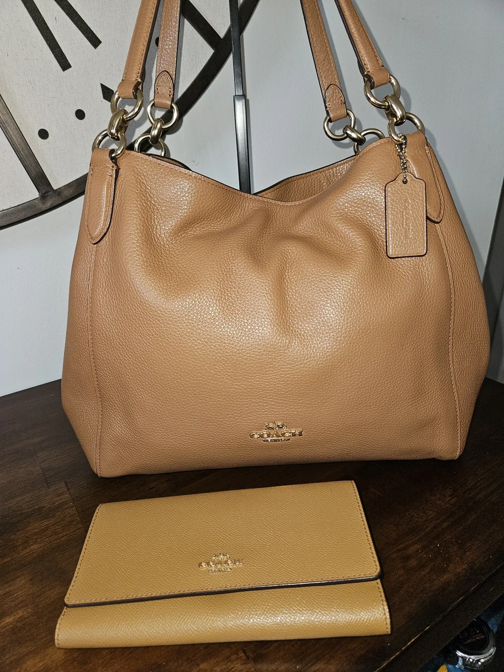 Coach Edie 31 Pebbled Leather Shoulder Bag with Wallet